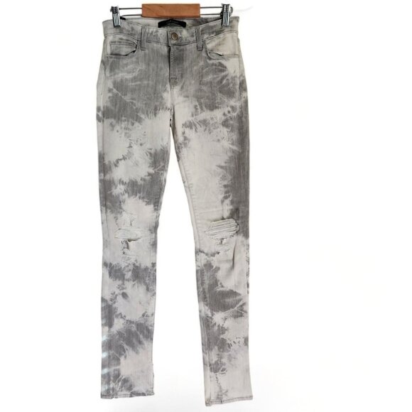 J BRAND JEANS 8112 Mid-Rise Rail FAME Tie Dye Skinny Size 25 (25x31")‎ Gray Moto - Picture 1 of 16